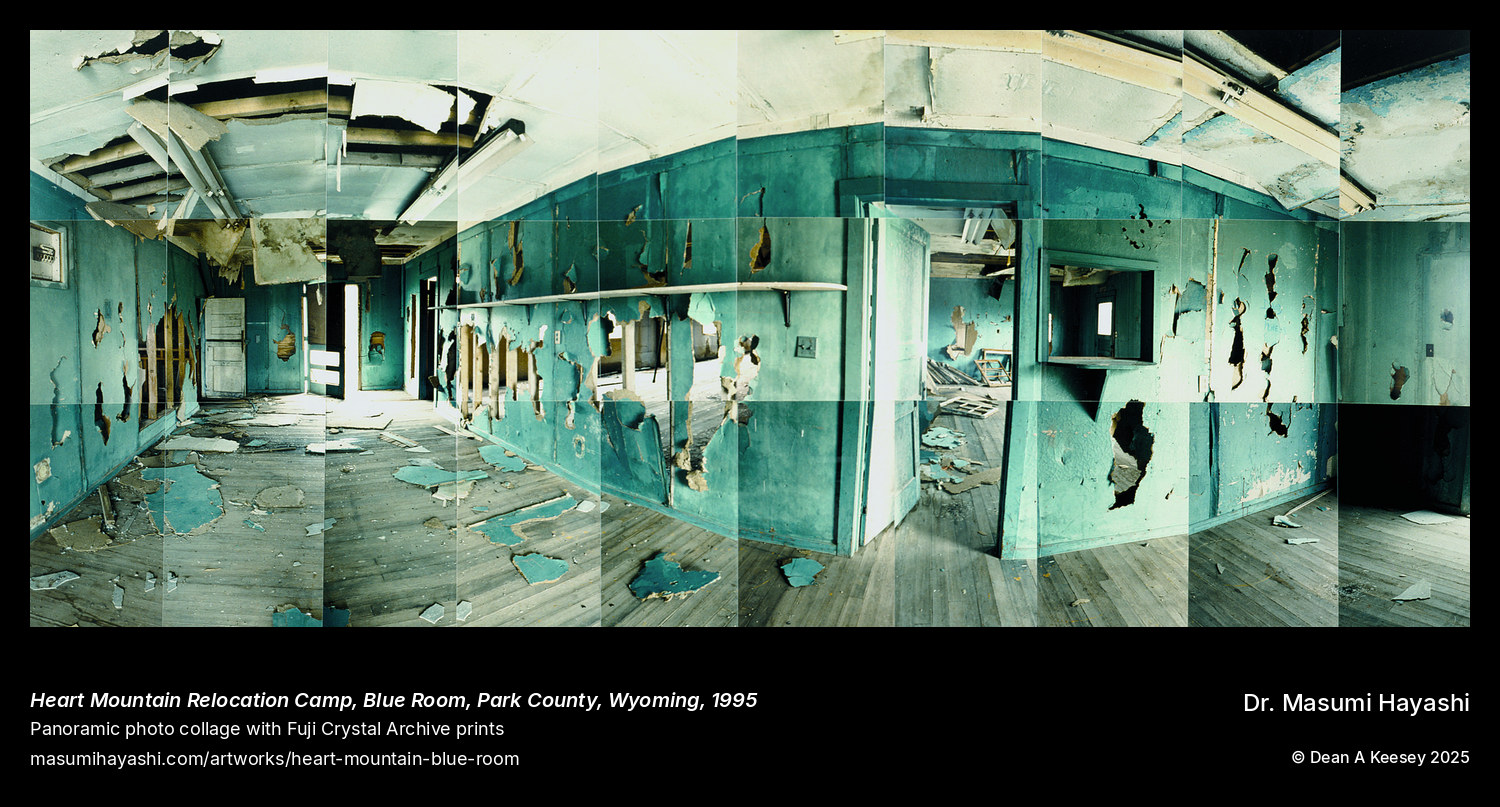 Heart Mountain Relocation Camp, Blue Room Interior - Panoramic photo collage by Masumi Hayashi