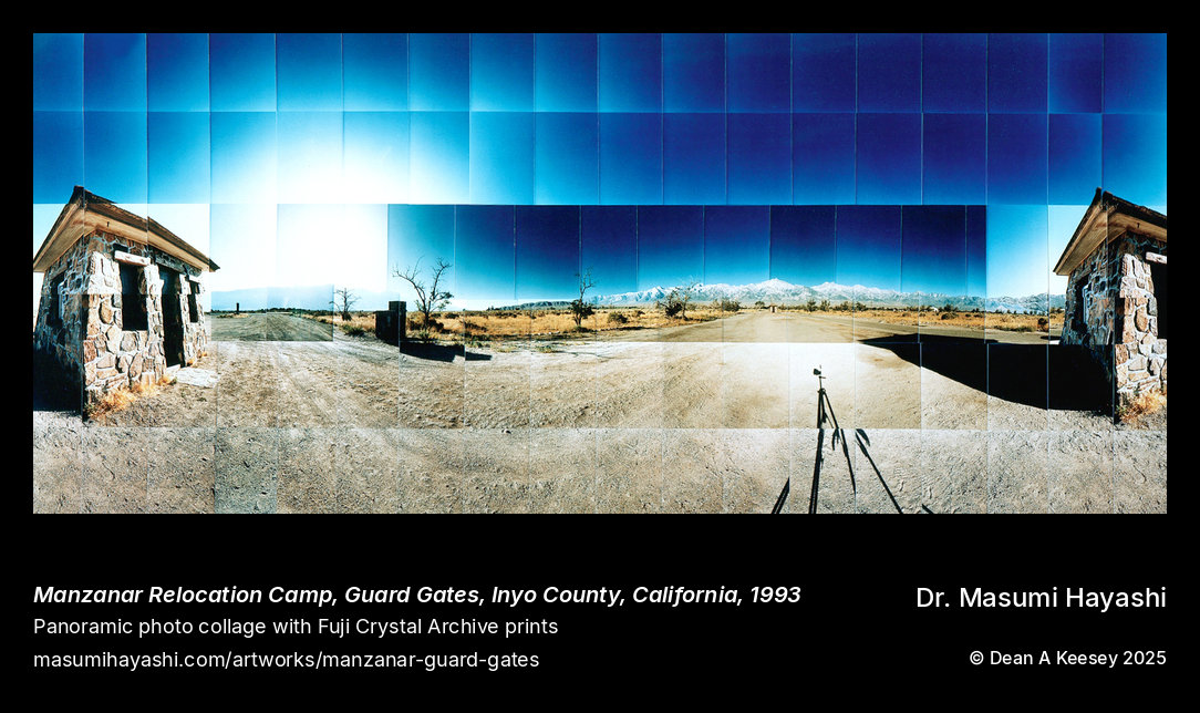 Manzanar Relocation Camp, Guard Gates, Inyo County, California — photographed by Masumi Hayashi