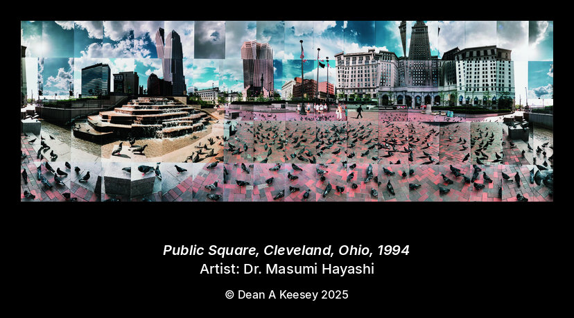 Public Square, Night - Panoramic photo-collage by Dr. Masumi Hayashi